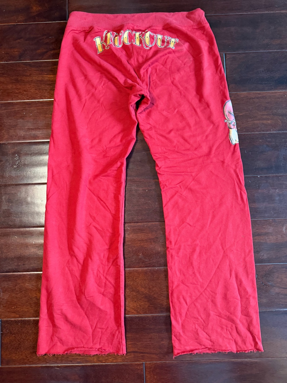 VTG Lucky Brand Y2K Knockout Pinup Wide Leg Sweatpants Red Size S RARE - Picture 2 of 8